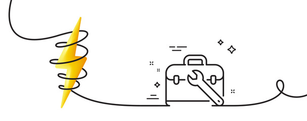 Aufkleber - spanner tool line icon. continuous one line with curl. repair tool case sign. fix instruments symbol