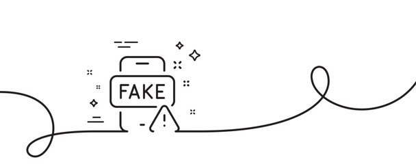 Poster - fake news line icon. continuous one line with curl. web propaganda sign. wrong truth symbol. fake ne