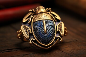 Poster - A close-up view of a ring placed on a table. This image can be used for various purposes, such as illustrating engagement, marriage, jewelry, or love concepts.