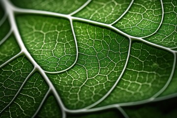 Aufkleber - A detailed close up view of a single green leaf. Perfect for nature enthusiasts and botanical projects.