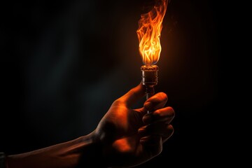 Wall Mural - A person holding a lit up light bulb in their hand. This image can be used to represent ideas, creativity, innovation, and solutions.