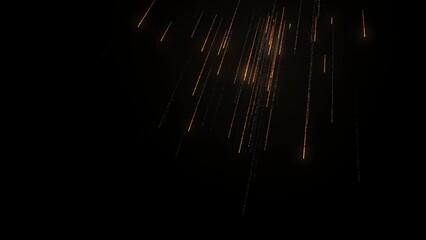 Falling glowing meteor shower, transparent background
4K video with alpha channel (the black background is transparent)
