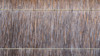 Poster - Texture of dry reeds, fence or roof made of reeds.