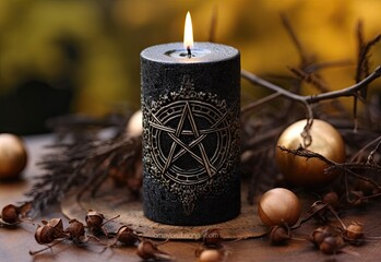 Poster - Black candle with pentagram