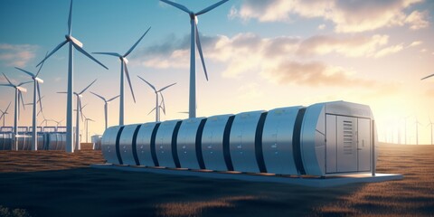 Aufkleber - Futuristic Wind Turbines in Green Hills, Exemplifying Eco-Friendly and Futurist Influences, Pioneering Renewable Energy with Innovative, Sustainable Technology and Landscape Integration