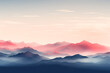 © ADDICTIVE STOCK - Generative AI illustration of landscape with red and blue ink mountains in daylight against cloudy white sky