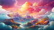 Colored dream with clouds and sea