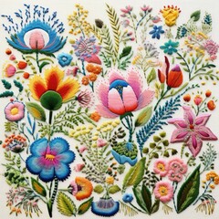 Wall Mural - A picture of a bunch of flowers on a white surface