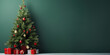 © britaseifert - Green Christmas tree and presents on green background