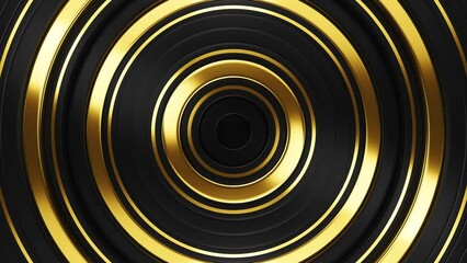 Poster - Golden rings motion background. 3d abstract animation for holiday concept. Glamour party video texture. Shiny greeting card design with glowing gold pattern. Seamless loop.