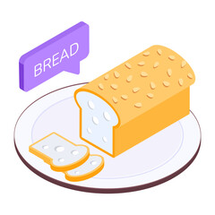 Poster - An isometric icon of fresh bread 