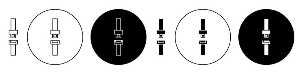 Car seat belt icon set in black filled and outlined style. suitable for UI designs