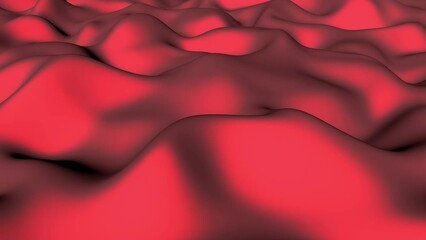 Poster - Gray-red waves of liquid or silk fabric. Abstract screensaver for intro. Rendering animation.