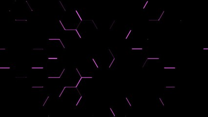 Poster - Flashing luminous multi-colored hexagons. Abstract screensaver for intro. Video background.