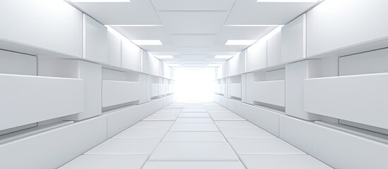 Poster - a white abstract and futuristic tunnel with gaps