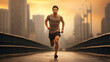 Marathon runner or jogger running outdoor, concept of sports and healthy living