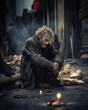 Homeless man looking lost and sad society let him down