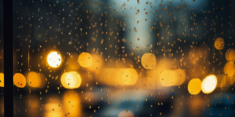 Wall Mural - city lights through rain - smeared window, dreamy atmosphere