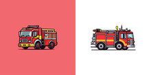 Firetruck Vector Clip Art Illustration