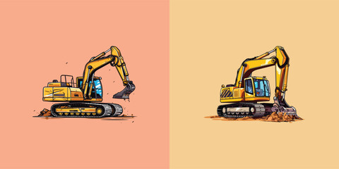 excavator vector clip art illustration