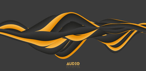 Poster - sound wave visualiztion. 3d solid waveform. voice sample pattern.