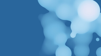 Aufkleber - Abstract 3d fluid metaball shape with bluish balls. Synthwave liquid organic droplets with gradient color.
