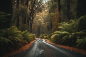 Sticker - A path in the forest on a cloudy day