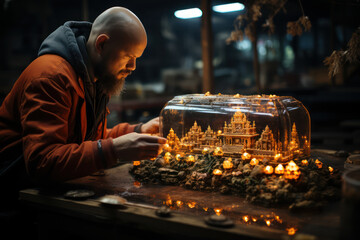 Poster - The Vincennes Buddhist temple hosts a solemn ceremony for the installation of Buddha's relics. Generative AI.