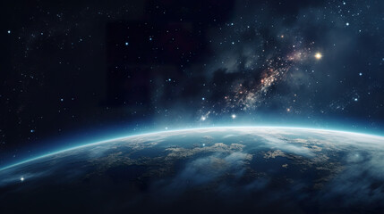 Wall Mural - a stunning space view of earth amidst a starry night sky with stars and nebulae