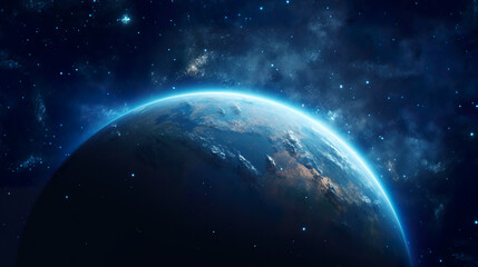 Wall Mural - a stunning space view of earth amidst a starry night sky with stars and nebulae