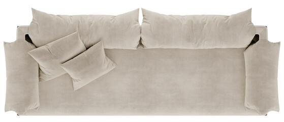 Wall Mural - top view of fabric sofa, for interior floor plan, 3d rendering, on transparent background