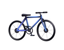 3D Blue Black Mountainbike With Thick Offroad Tyres. Bicycle Mtb Cross Country Aluminum, Cycling Sport Transport Concept