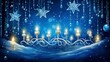 Hanukkah festive celebration concept, glow of the menorah with shining candles and star