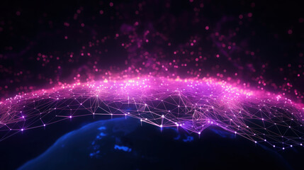 Poster - Futuristic big data visualization wave blue and purple background