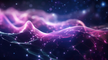 Poster - Futuristic big data visualization wave blue and purple background