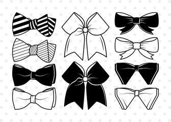 Wall Mural - Bow Silhouette, Bow Baby Svg, Bow Tie Svg, Bow Baby Girl Svg, Ribbon Svg, Cheer Bow Svg, Bow Svg Bundle
