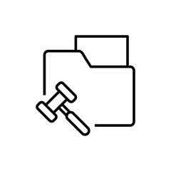 Poster - Court folder with judge gavel line icon. document folder outline vector icon. flat illustration on white background..eps