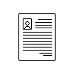 Poster - CV document outline icon. Resume simple line vector icon. liner illustration on white background..eps