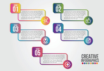 Wall Mural - business infographic design template with icons and 5 numbers options or steps. can be used for proc