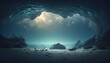Fantasy underwater seascape isolated with sunlight, clean and minimalist background, Ai generated image