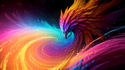 Wall Mural - colorful abstract fractal background with eagle shape. seamless looping colorful abstract animation