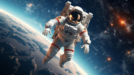 an astronaut in outer space.