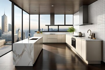 modern kitchen interior with kitchen