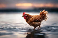 Chicken In The Water, Generated By Artificial Intelligence