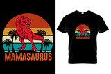 Fototapeta Dinusie - mamasaurus dinosaurs t-shirt flat classical cartoon sketch