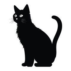 Canvas Print - Side view of black cat vector silhouette