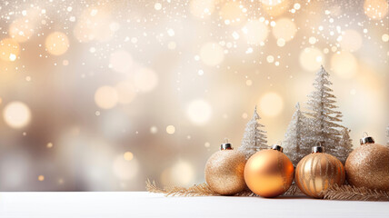 Wall Mural - christmas background with christmas baubles, gifts decoration - xmas theme