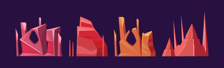 Poster - Stone Rock and Canyon Landscape Element Vector Set