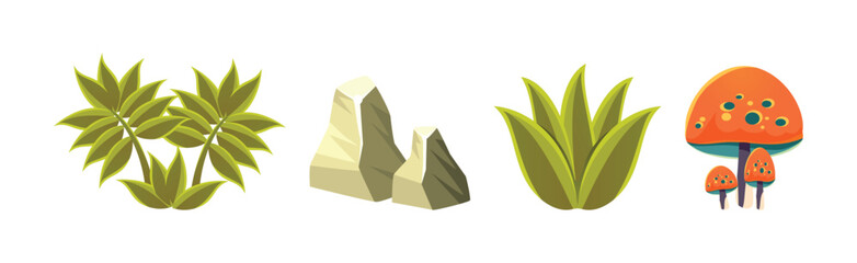 Poster - Fantasy Landscape Elements and Plants Vector Set