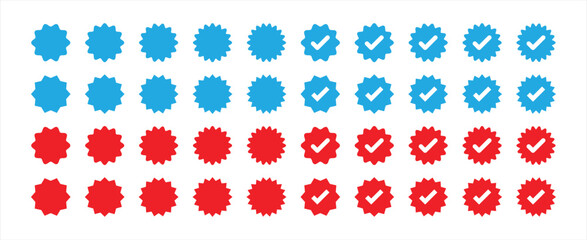 Poster - verified icon set. badge mark, checkmark, social media verification icon symbol sign collections, vector illustration